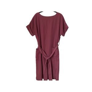 Aritzia Babaton Mauve Albin Dress Belted Midi With Pockets Self Tie Side Split